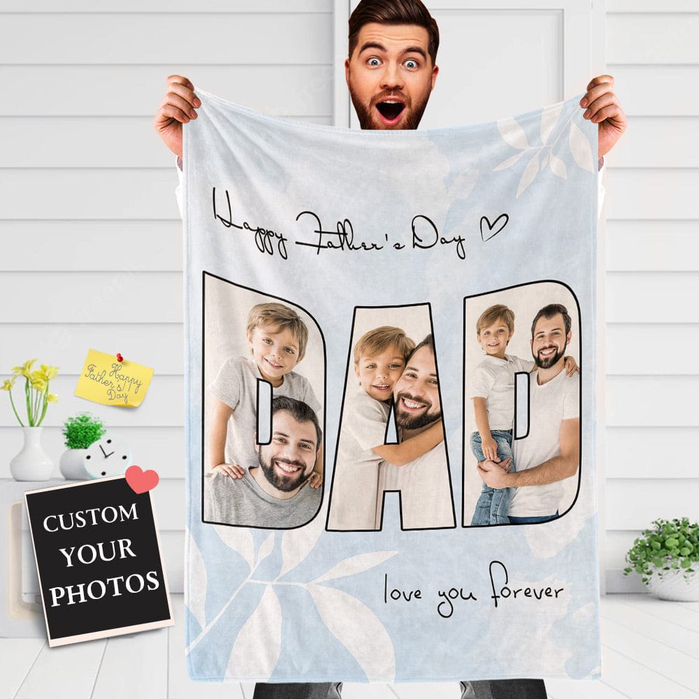 Custom Photo Blanket Personalized Blanket for Dad Father's Day Gift - Giftlab