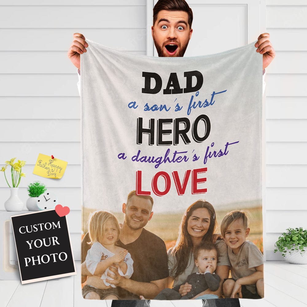 Personalized Blanket for Dad Super Daddy Blanket Fathers Day Gift - Giftlab