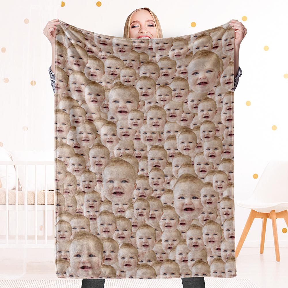 Custom Face Mash Blankets Personalized Pet And Person Fleece Blanket - Giftlab