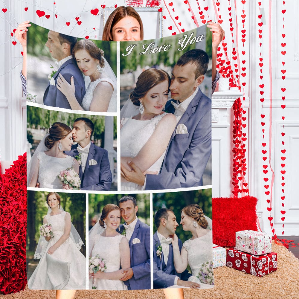 Custom Photo Collage Blanket Throw Blankets Gift For Couples Wedding Gift - Giftlab