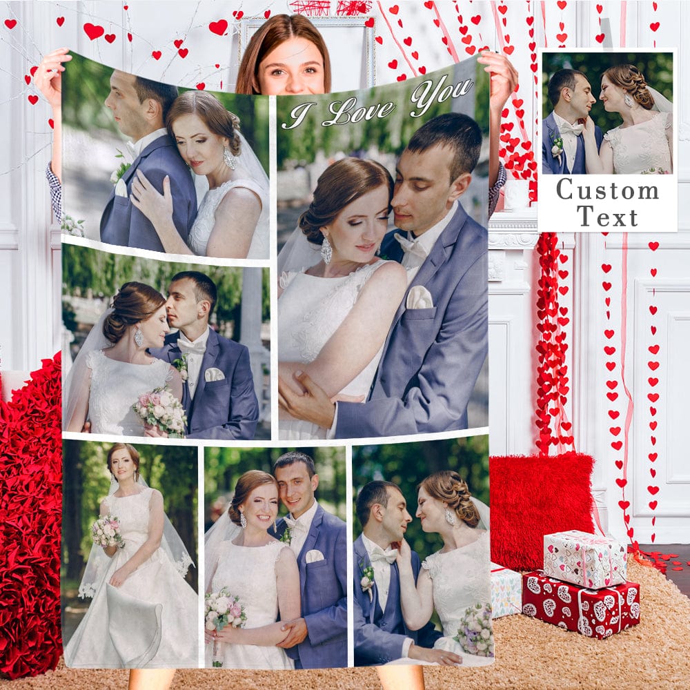 Custom Photo Collage Blanket Throw Blankets Gift For Couples Wedding Gift - Giftlab