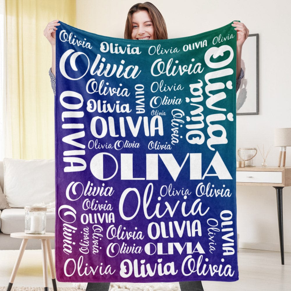 Custom Name Blanket Personalized Kid Blanket Unique Gift for Family - Giftlab