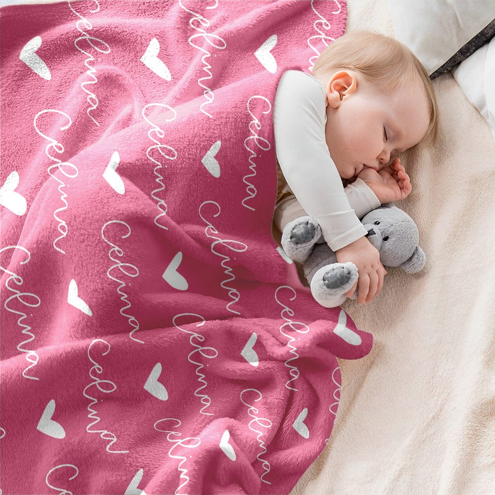 Custom Baby Name Blanket Personalized Super Soft Blanke Baby Shower Gifts - Giftlab