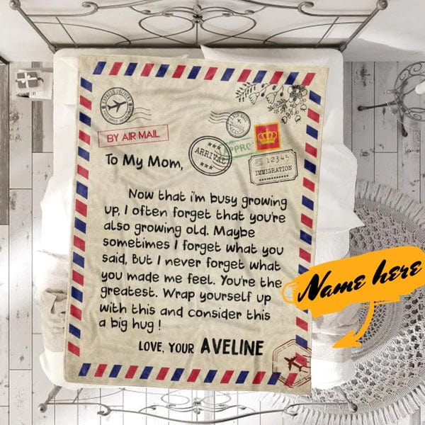 Custom Name Blanket To My Mom Blanket Air Mail Letter Mother's Day Blanket - Giftlab