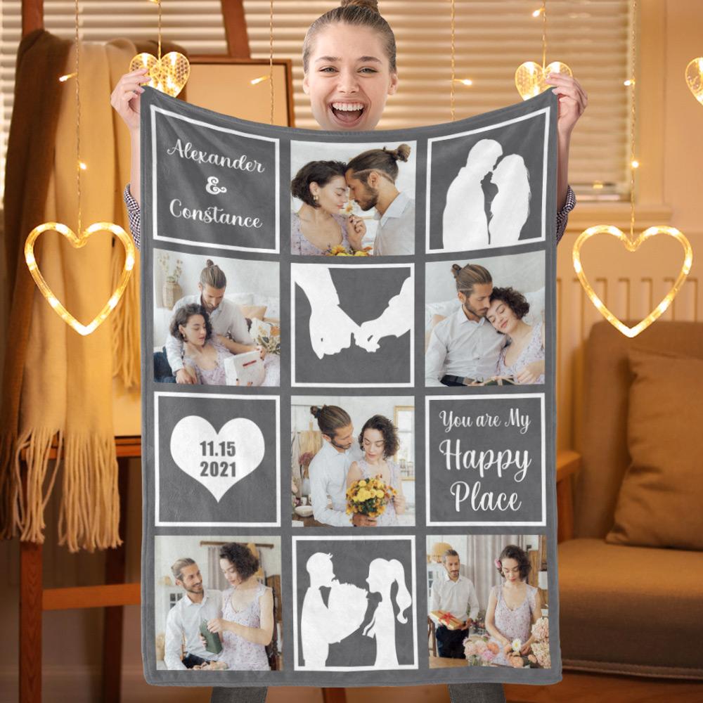 Custom Photo Blanket Valentine's Day Gifts for girlfriend - Giftlab