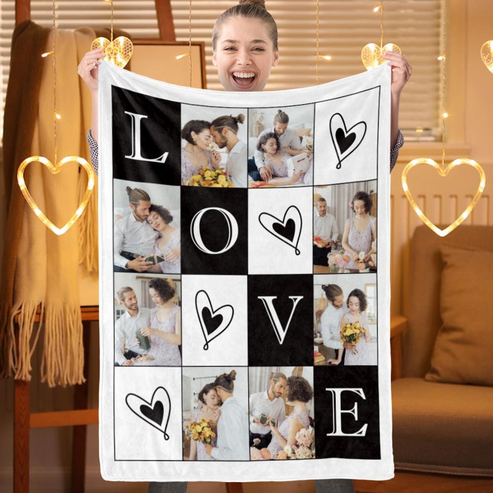 Custom Digital Collage Blanket Long Distance Relationship Gift - Giftlab