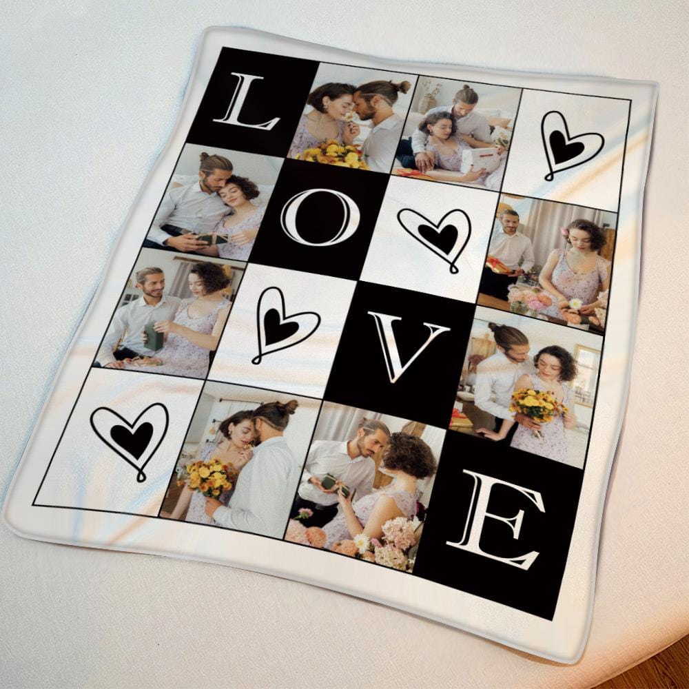 Custom Digital Collage Blanket Long Distance Relationship Gift - Giftlab