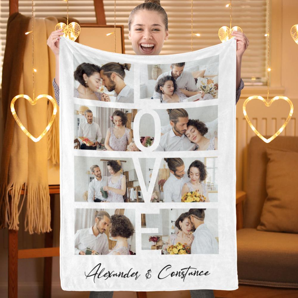 Valentine Throw Blanket Valentine's Day Gift Custom Love Photo Blanket - Giftlab