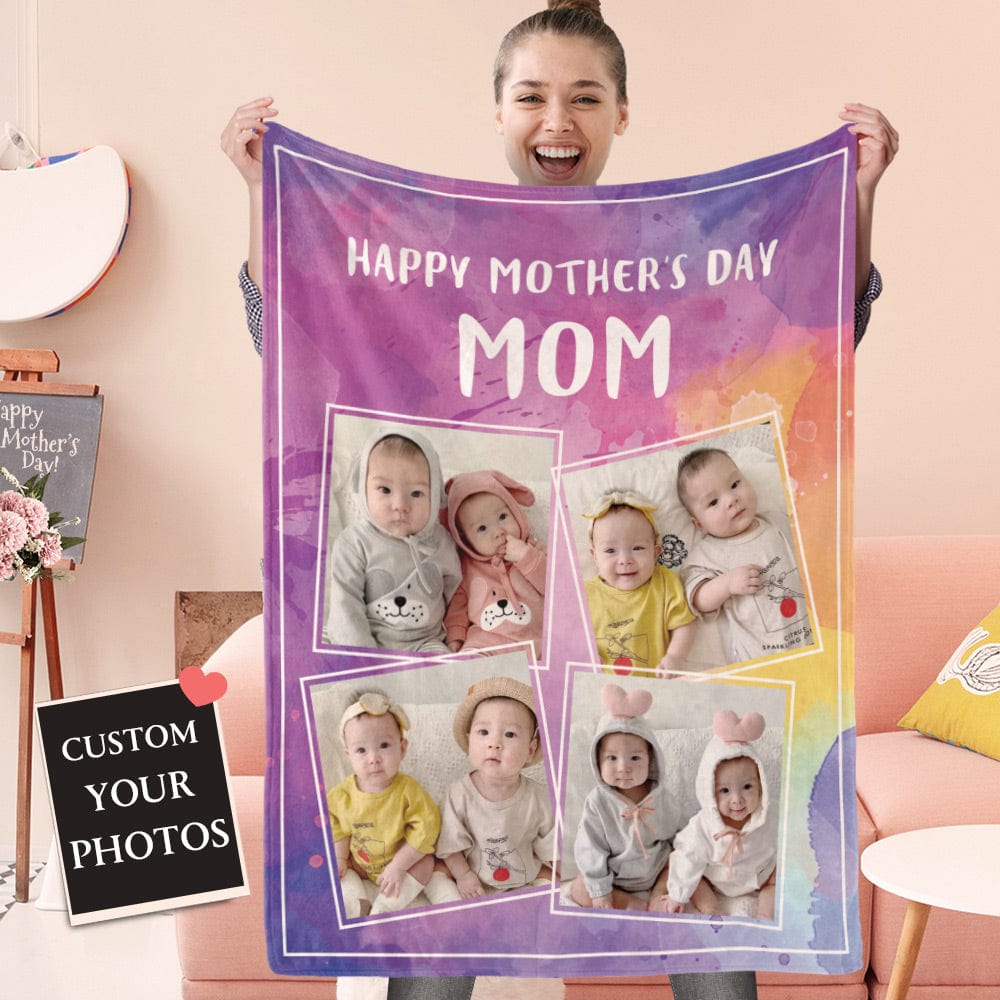 Mother's Day Blanket with Pictures Gifts for Mom Baby Photo - Giftlab