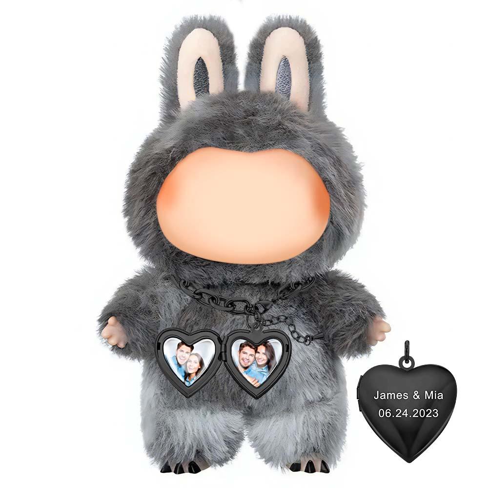 Custom Necklace for Labu Personalized Heart Locket Necklace Vintage Adjustable Link Necklace Gifts Monster Doll Necklace