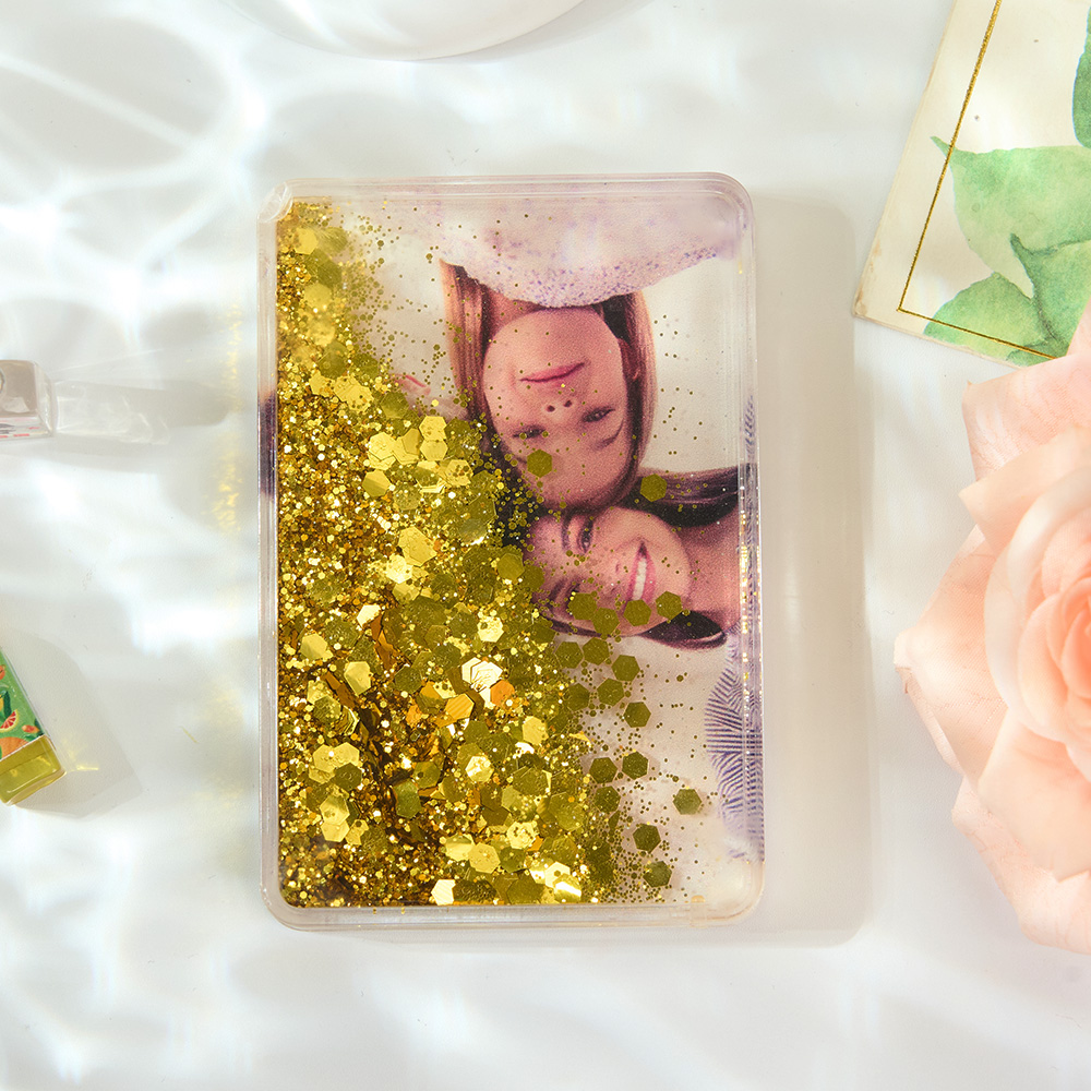 Custom Quicksand Fridge Magnet Personalized Photo Refrigerator Magnet Home Decoration Gift for Couple