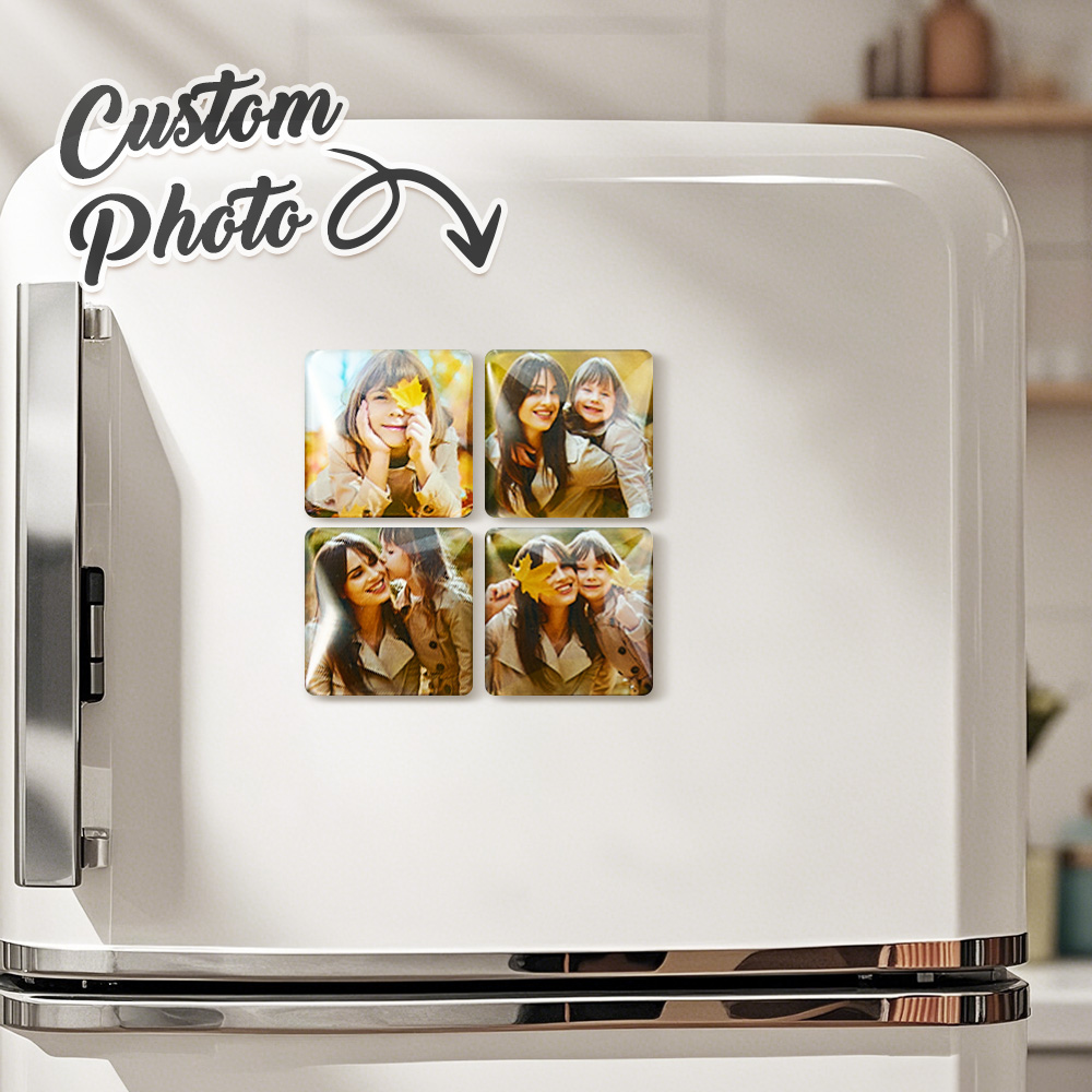 Custom Photo Fridge Magnetic Personalized Square Glass Refrigerator Magnet Home Decor Gift Idea - GiftlabUS