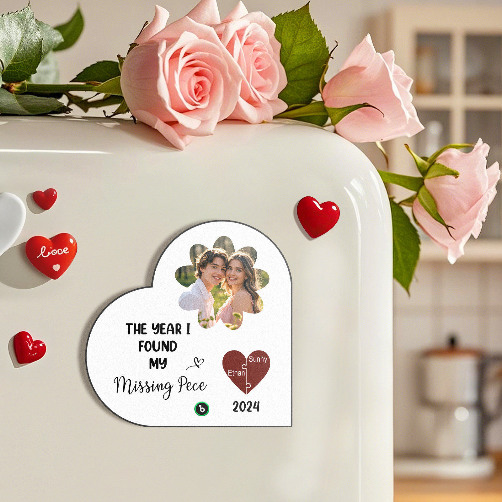 The Year I Found My Missing Piece Custom Photo Heart-Shaped Music Fridge Magnet Personalized Fridge Magnet Anniversary Gifts Gifts for Couples