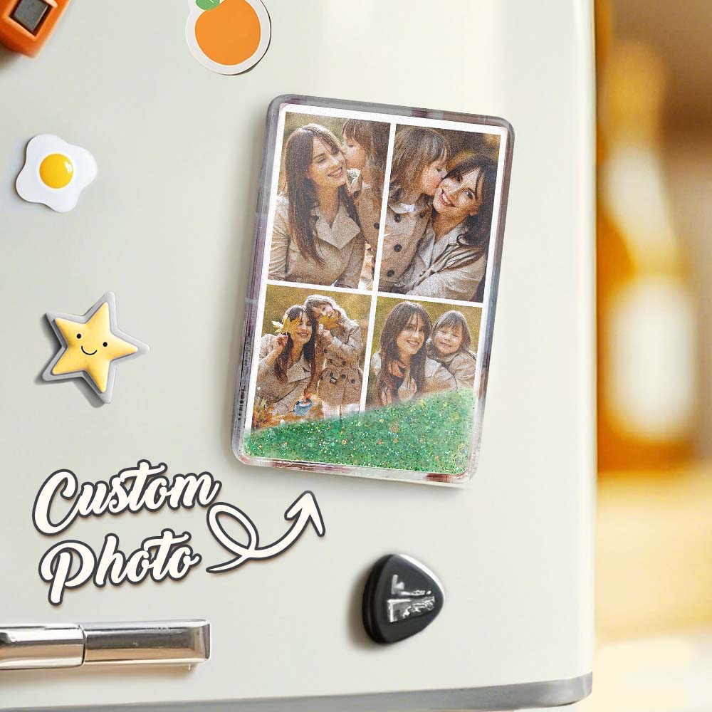 Custom Quicksand Fridge Magnet Personalized Photo Refrigerator Magnet Home Decoration Mother's Day Gift - GiftlabUS
