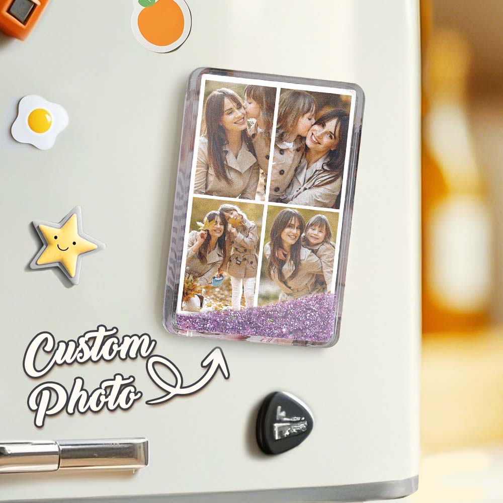 Custom Quicksand Fridge Magnet Personalized Photo Refrigerator Magnet Home Decoration Mother's Day Gift - GiftlabUS