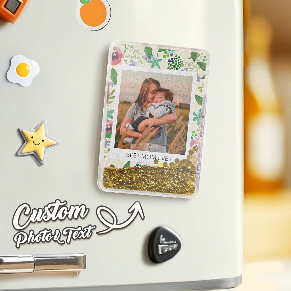 Custom Quicksand Fridge Magnet Personalized Photo Refrigerator Magnet Home Decoration Best Mom Ever - GiftlabUS