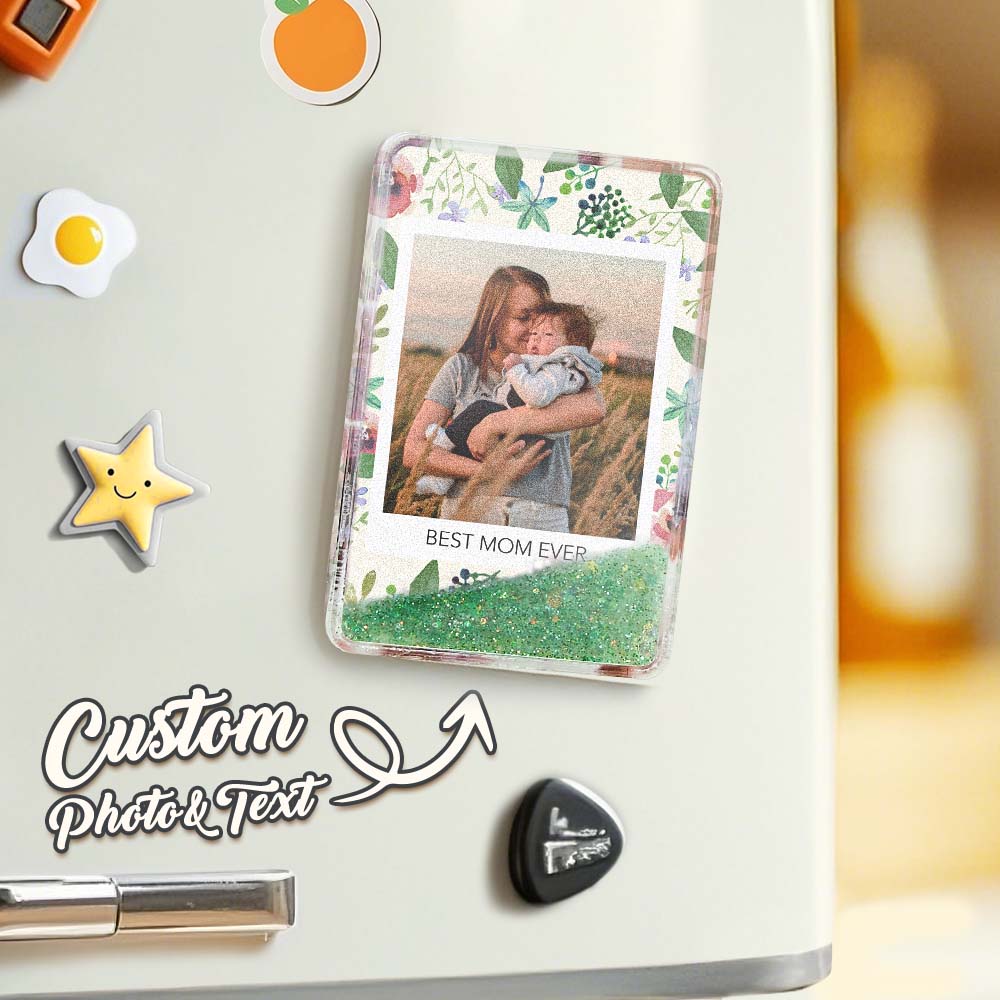 Custom Quicksand Fridge Magnet Personalized Photo Refrigerator Magnet Home Decoration Best Mom Ever - GiftlabUS