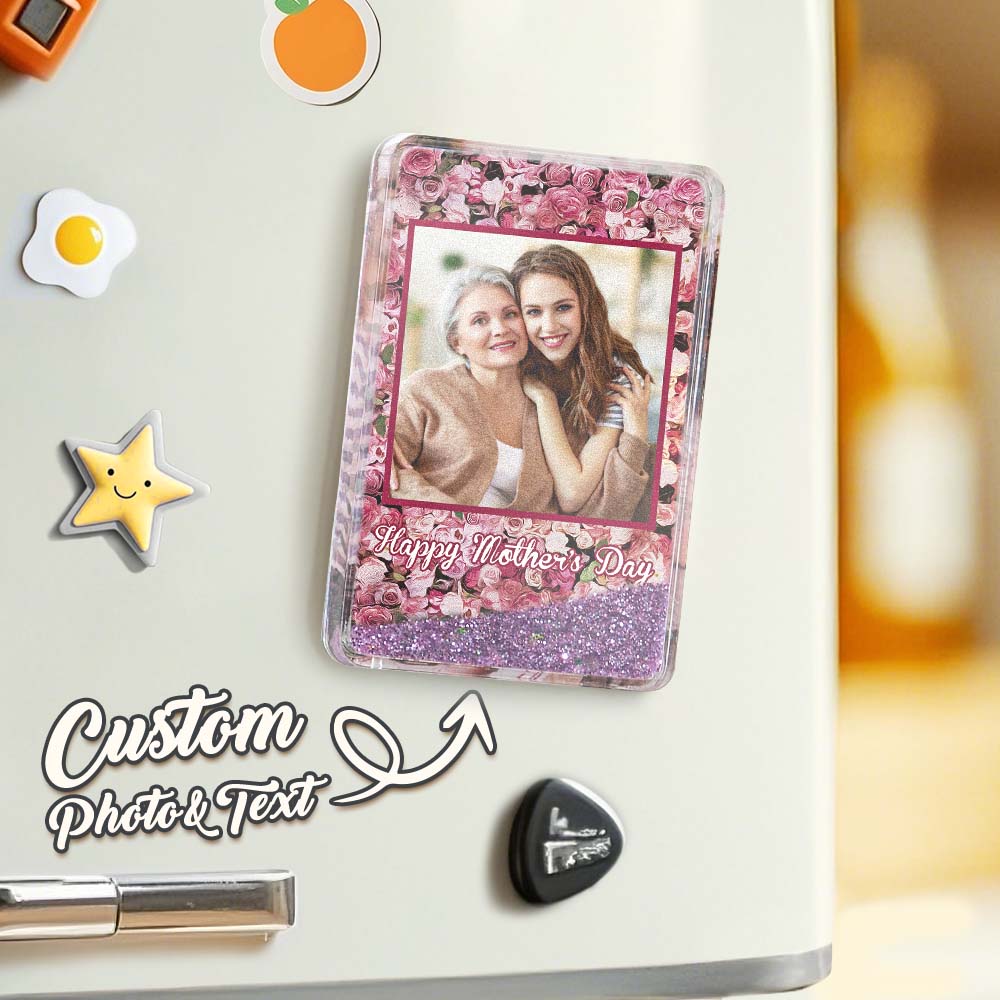 Custom Quicksand Fridge Magnet Personalized Photo Refrigerator Magnet Home Decoration Happy Mother's Day - GiftlabUS
