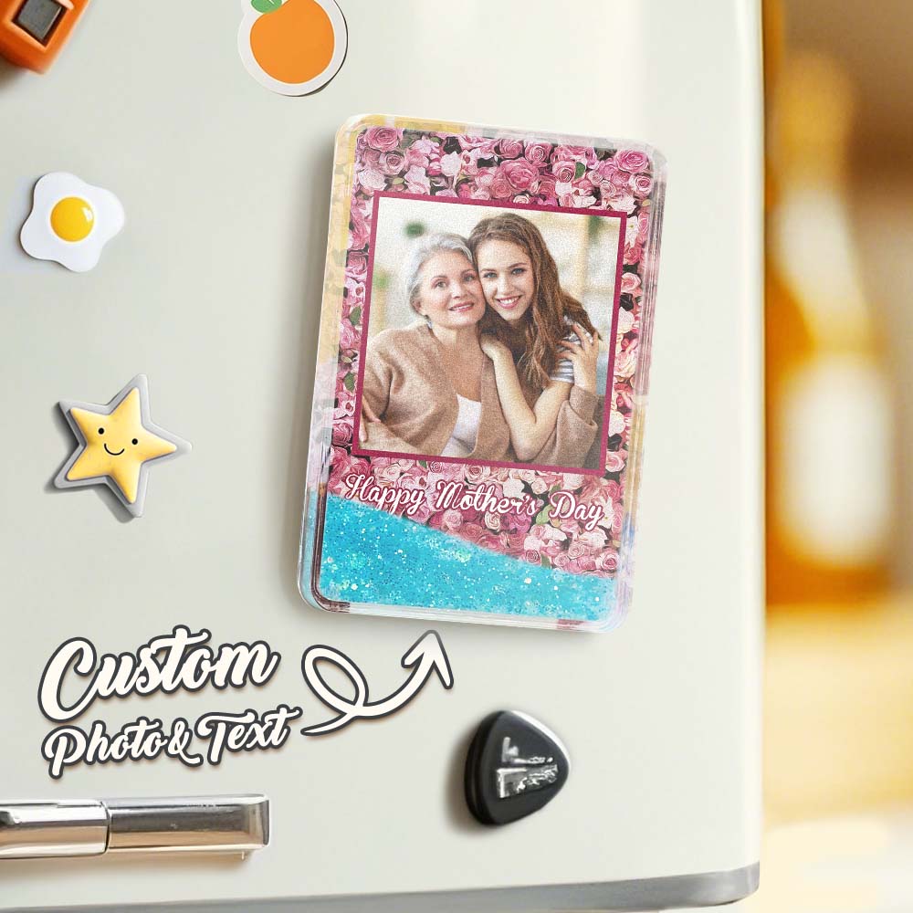 Custom Quicksand Fridge Magnet Personalized Photo Refrigerator Magnet Home Decoration Happy Mother's Day - GiftlabUS