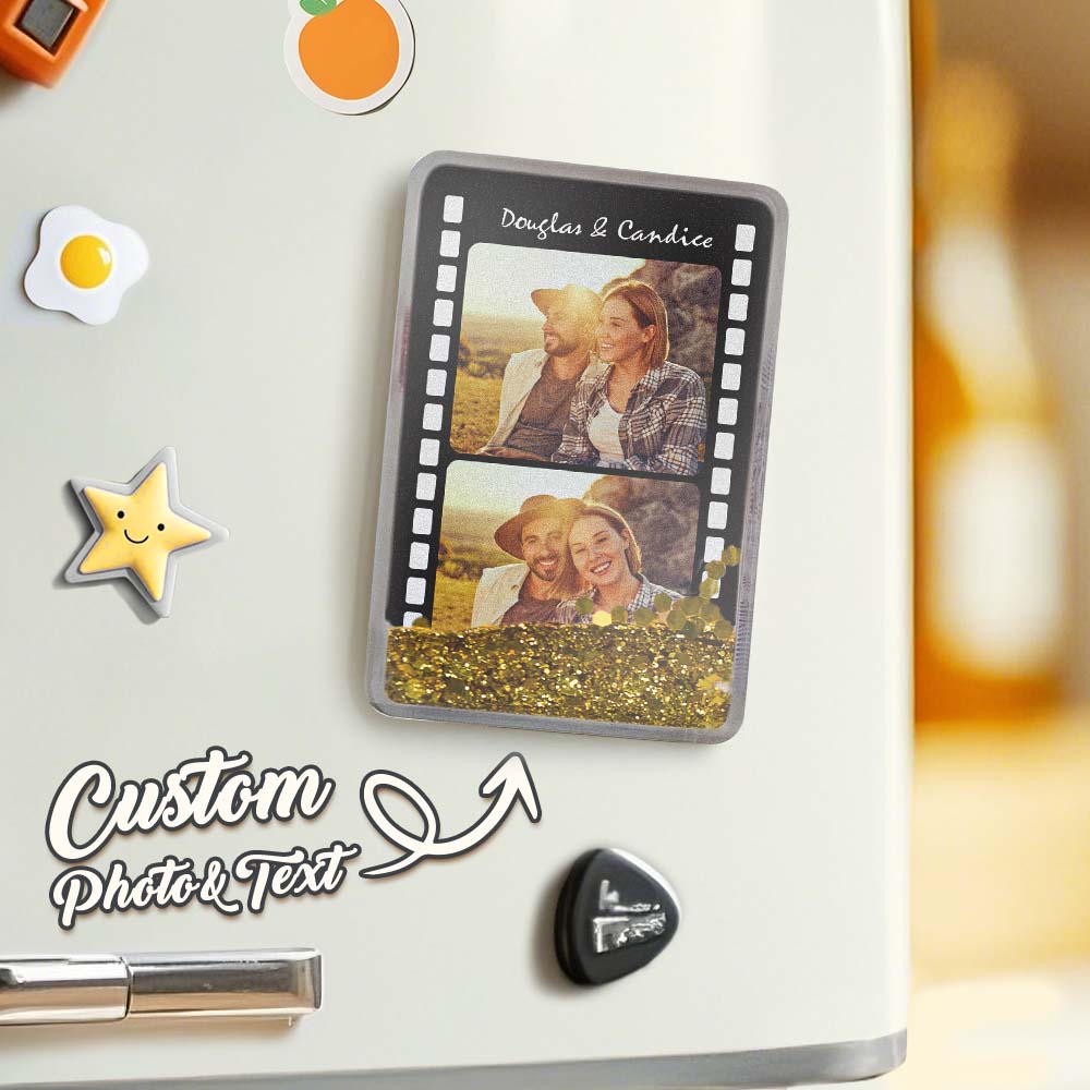 Custom Quicksand Fridge Magnet Personalized Film Photo Refrigerator Magnet Home Decoration Gift for Lover - GiftlabUS