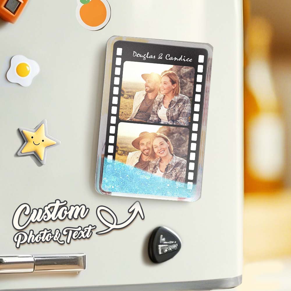 Custom Quicksand Fridge Magnet Personalized Film Photo Refrigerator Magnet Home Decoration Gift for Lover - GiftlabUS