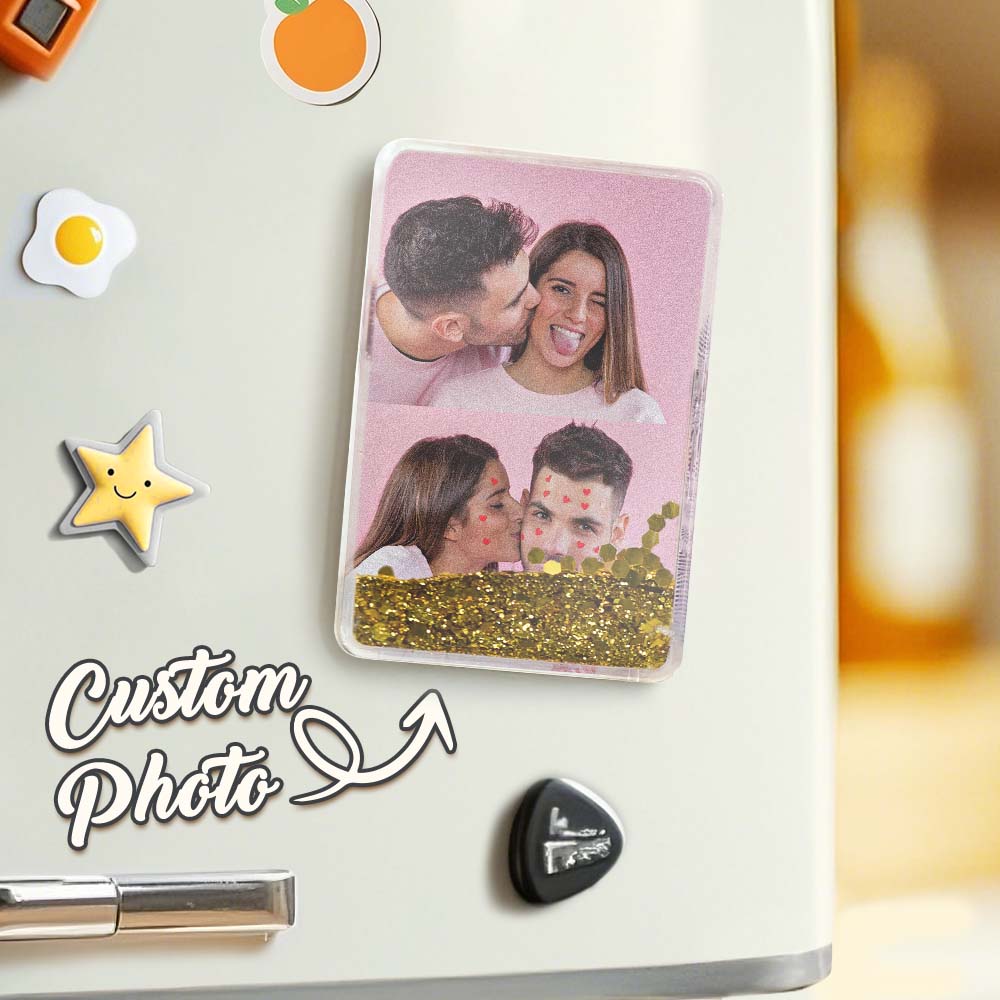 Custom Quicksand Fridge Magnet Personalized Photo Refrigerator Magnet Home Decoration Anniversary Gift - GiftlabUS