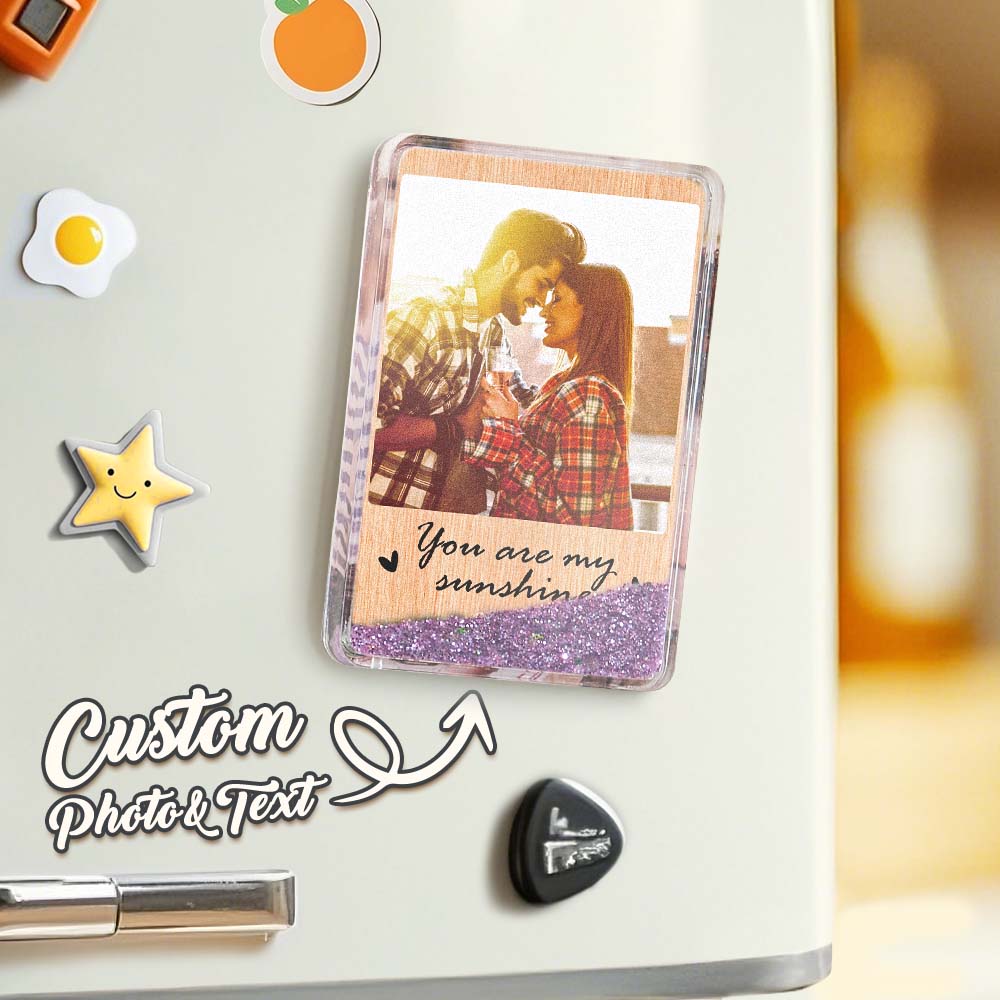 Custom Quicksand Fridge Magnet Personalized Photo Refrigerator Magnet Home Decoration Gift for Lover - GiftlabUS