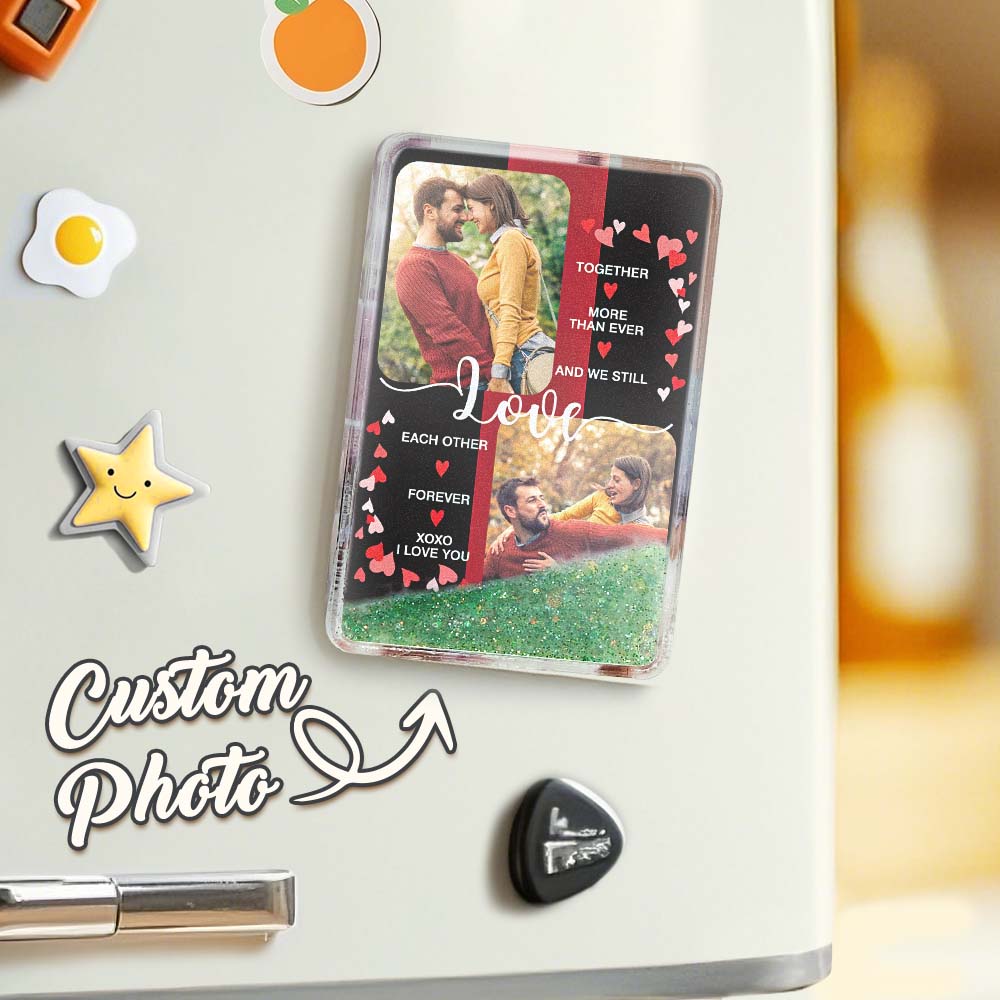 Custom Quicksand Fridge Magnet Personalized Photo Refrigerator Magnet Home Decoration Anniversary Gift for Wife - GiftlabUS