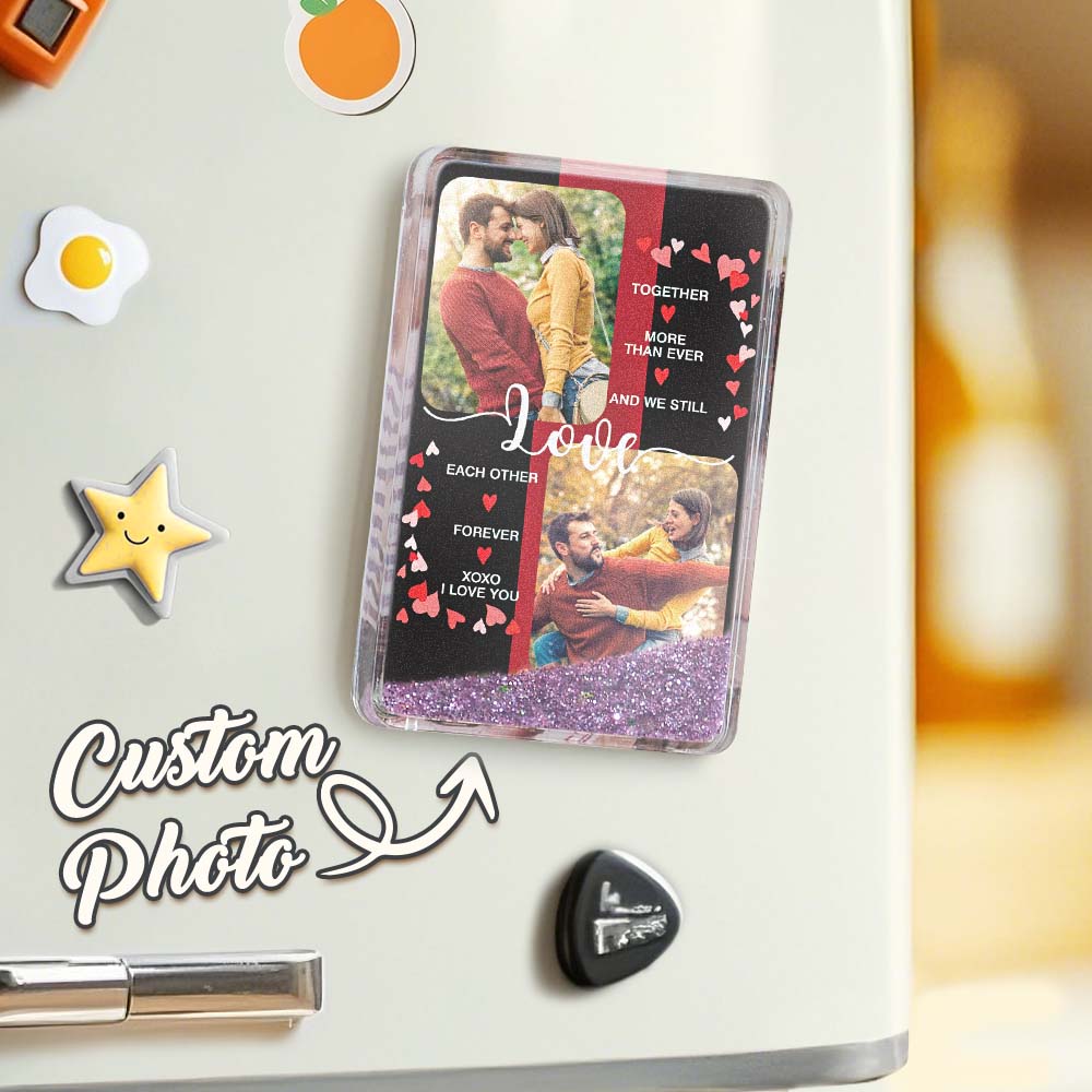 Custom Quicksand Fridge Magnet Personalized Photo Refrigerator Magnet Home Decoration Anniversary Gift for Wife - GiftlabUS