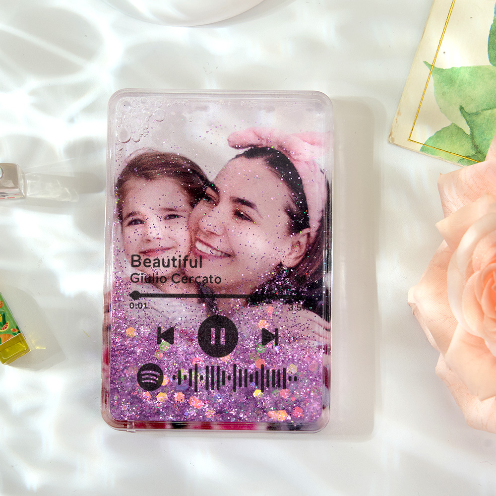 Custom Quicksand Fridge Magnet With Music Personalized Photo Refrigerator Magnet Home Decoration Gift for Couple