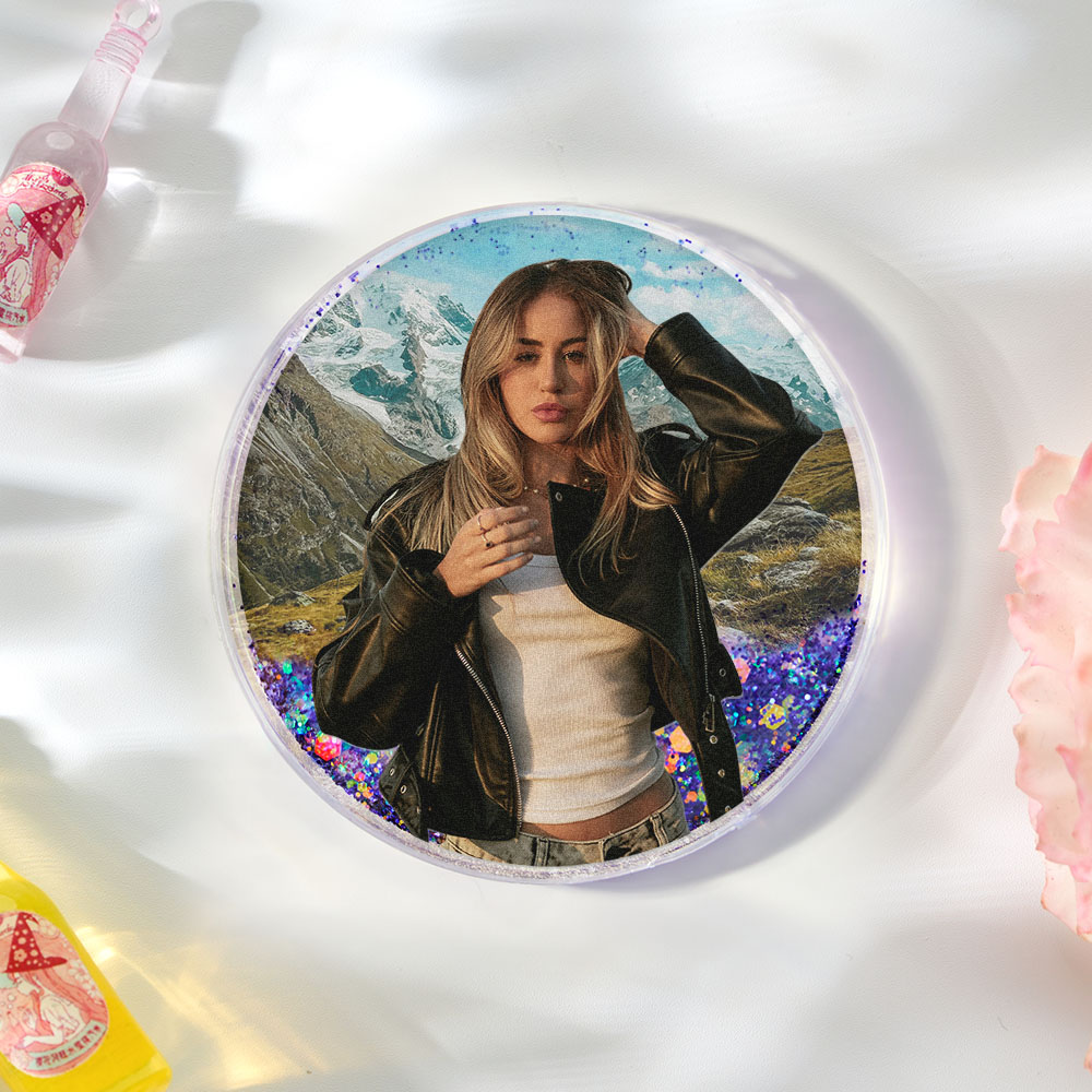 Custom Round Quicksand Fridge Magnet Personalized Photo Refrigerator Magnet for Her