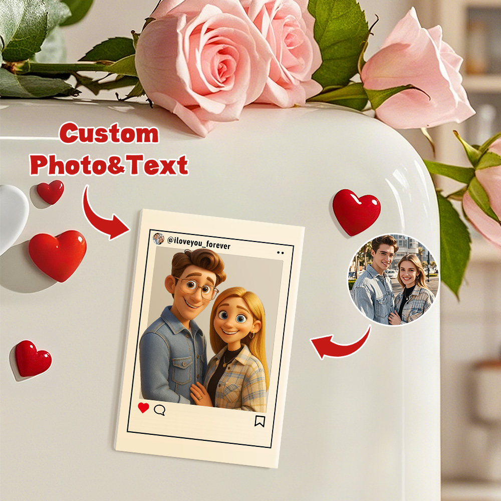 Custom Cartoon Style Art Gift Personalized Acrylic Fridge Magnets Couple's Gifts Wedding Gifts - GiftlabUS