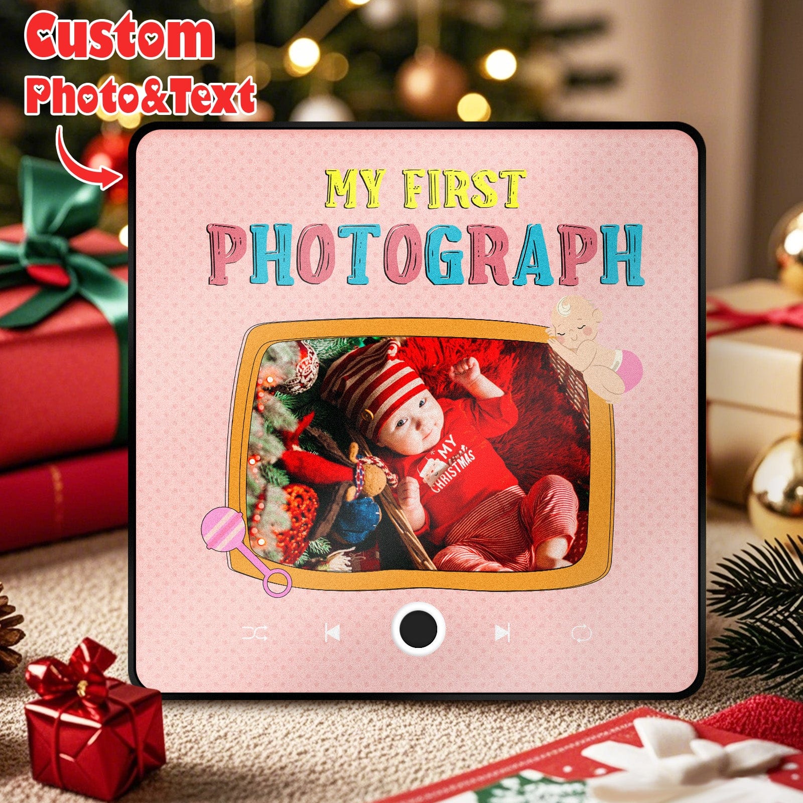 Personalized Music Fridge Magnet Baby's First Photograph Christmas Gifts for Family Custom Music Magnets Can Play Songs - Giftlab