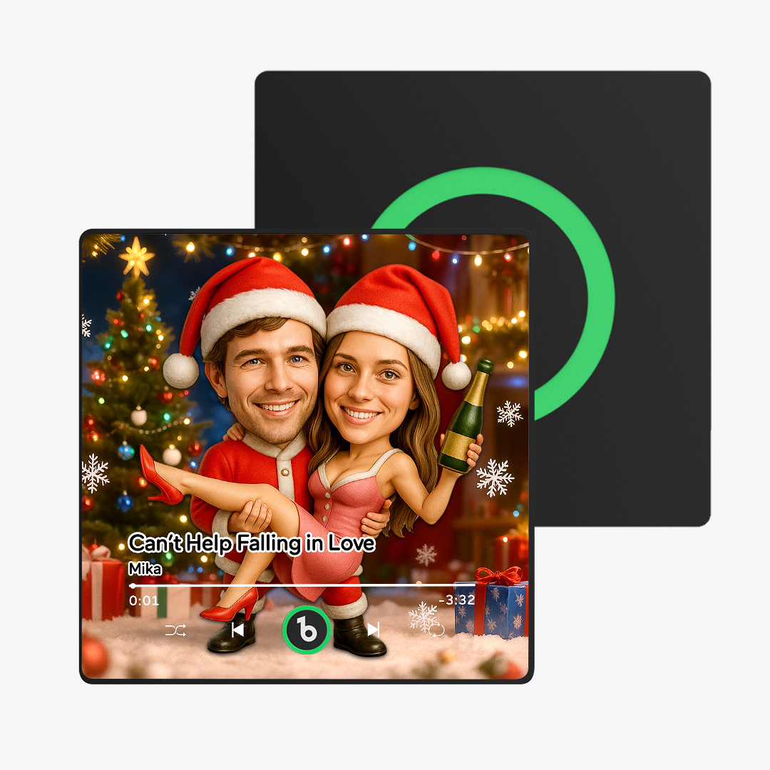 Personalized Christmas Couple Theme Cartoon Music Fridge Magnet