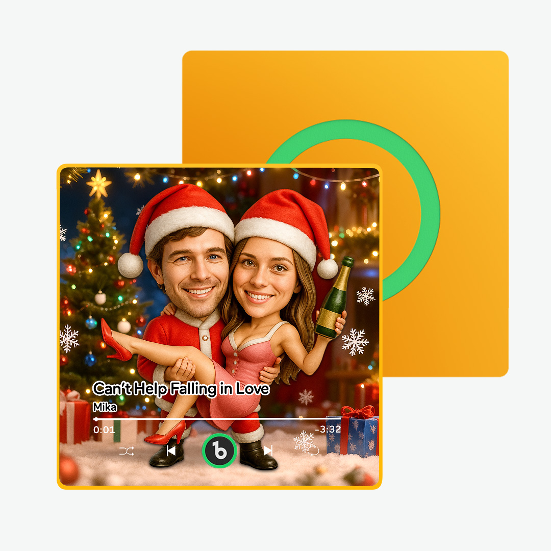 Personalized Christmas Couple Theme Cartoon Music Fridge Magnet