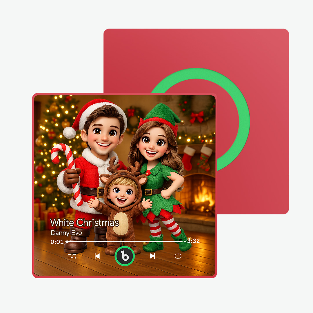 Personalized Family Christmas Caricature Portrait Music Fridge Magnet