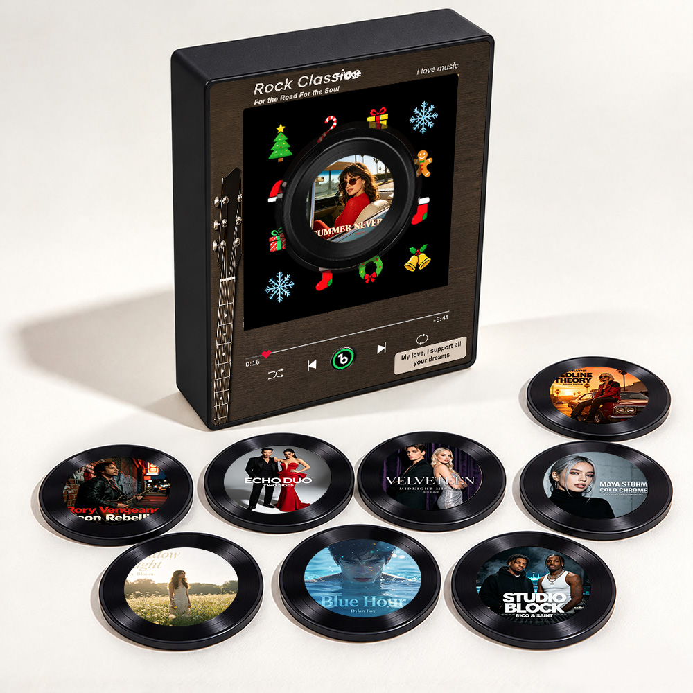 Rock Music Mini Vinyl Record Music Player With 9 Discs For Guitar Lover - GiftlabUS