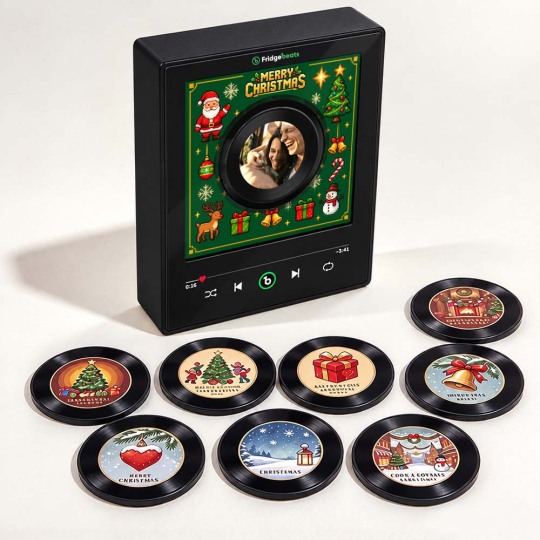 Christmas Vinyl Record Player Gift Set with 9 Festive Tracks – Unique Holiday Decor & Sound Experience Fridgebeats V6.0