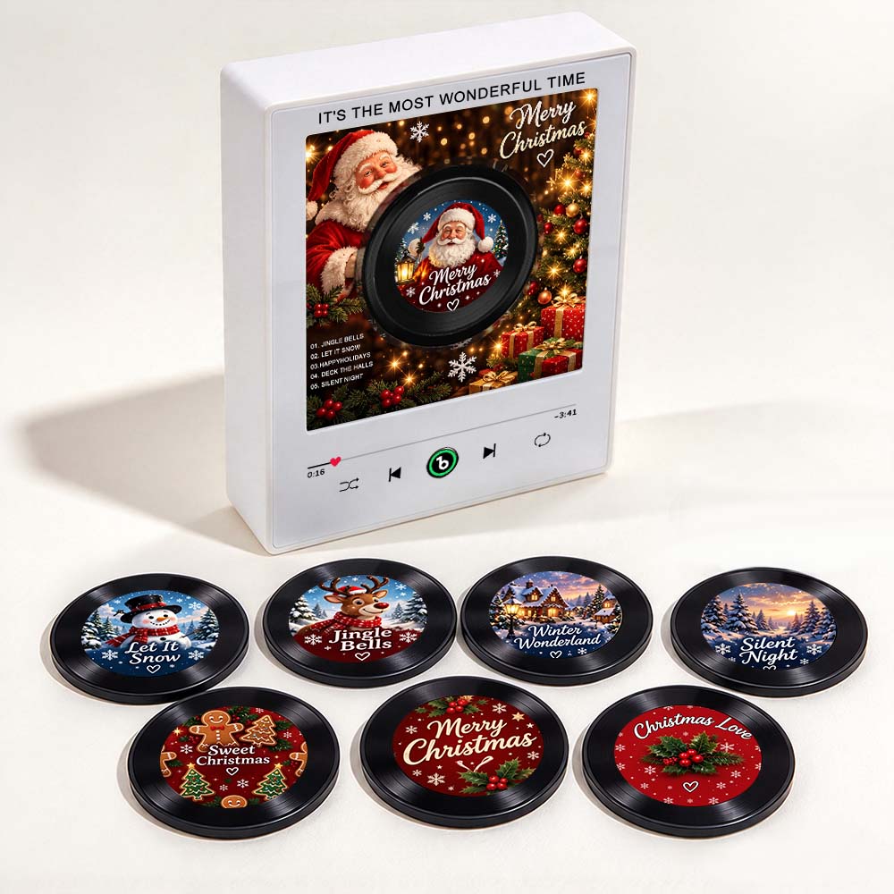 Christmas Gifts Christmas Fridge Magnet Set with Rotating Vinyl Disc Night Light – 9 Festive Holiday Decor Discs for Lover Kitchen, Office & Home Gift Fridgebeats V6.0 - GiftlabUS