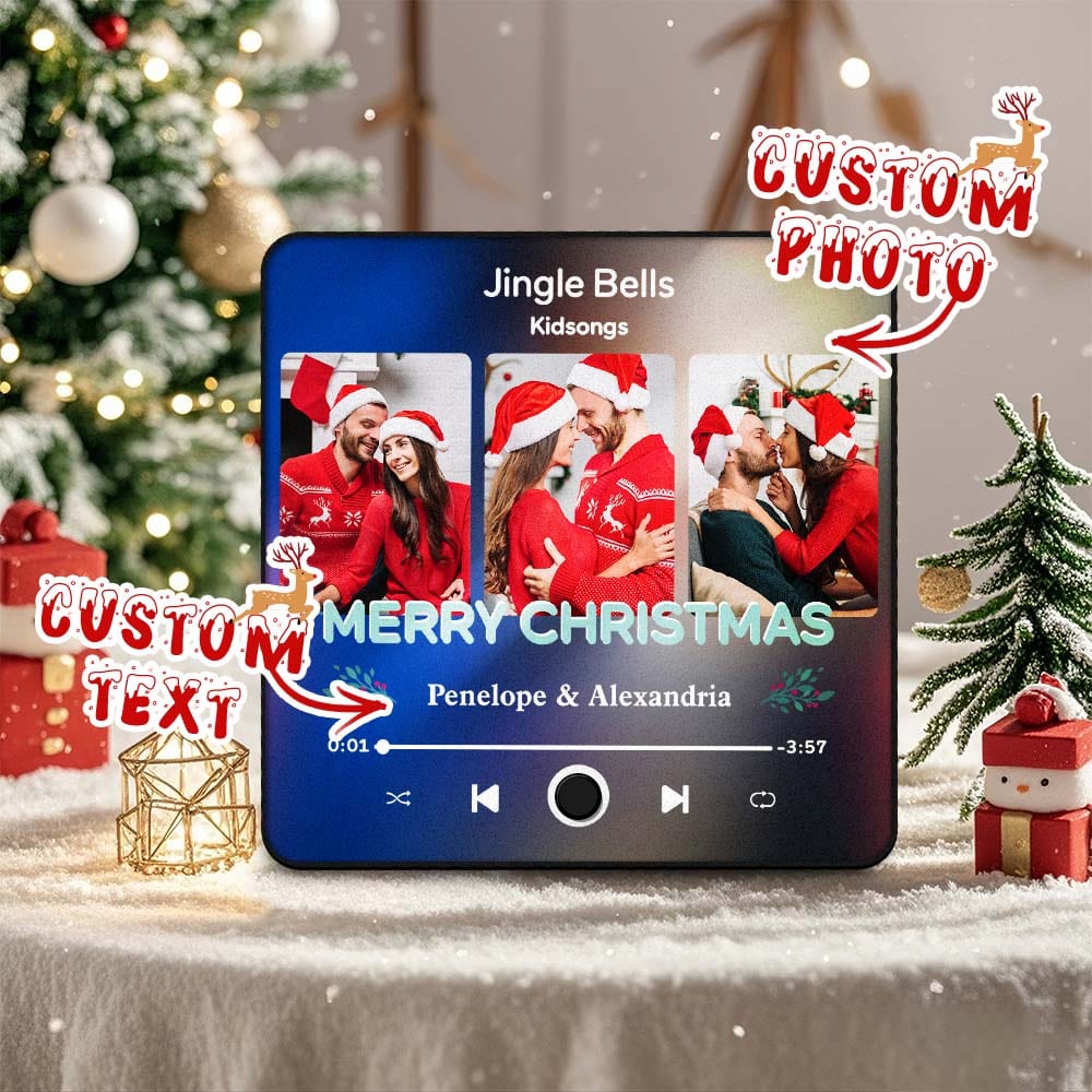 Custom Music Fridge Magnet With 3 Photos Christmas Gifts Personalized Music Magnets Can Play Songs Without Phone - Giftlab
