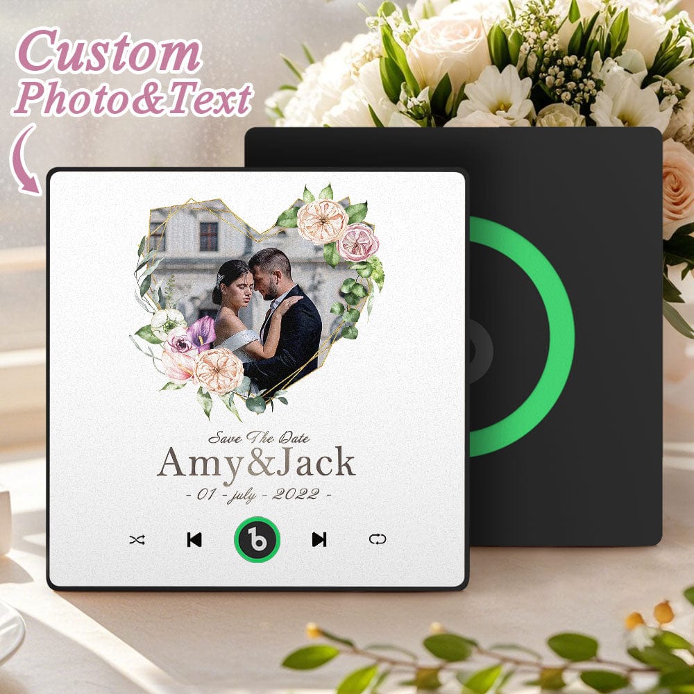 Personalized Love Heart Photo Music Fridge Magnet Wedding Gift for Couples Custom Music Magnets Can Play Songs - Giftlab