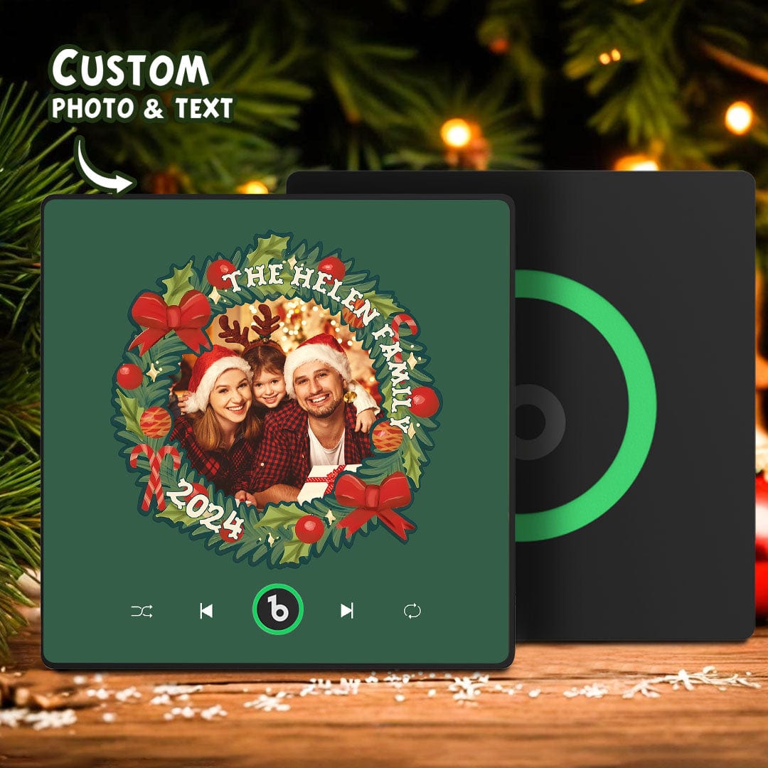 Personalized Christmas Wreath Family Photo Music Fridge Magnet Custom Music Magnets Can Play Songs Christmas Gifts - Giftlab