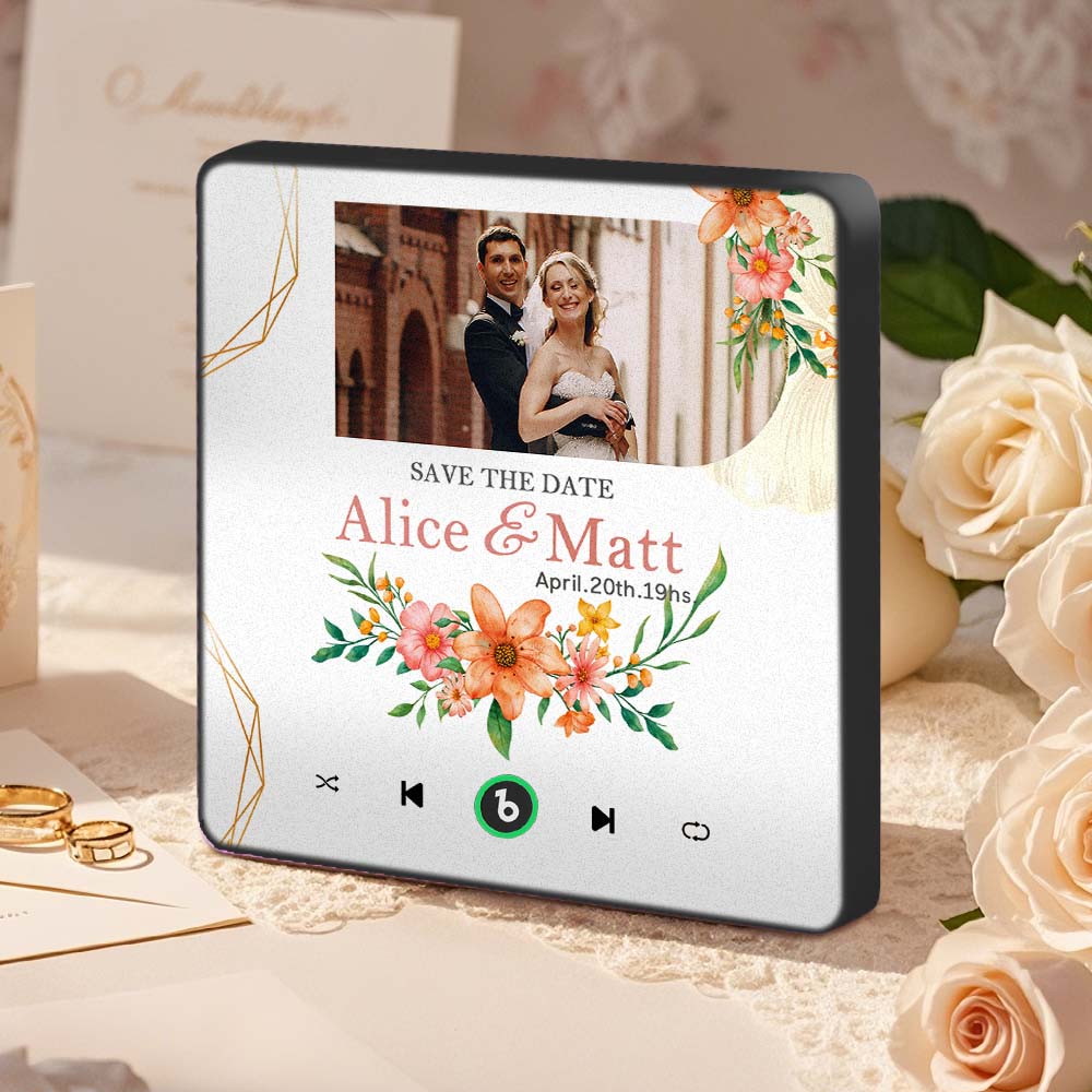 Custom Wedding Photo Music Fridge Magnet Personalized Music Magnets Can Play Songs Wedding Gift for Couples - Giftlab