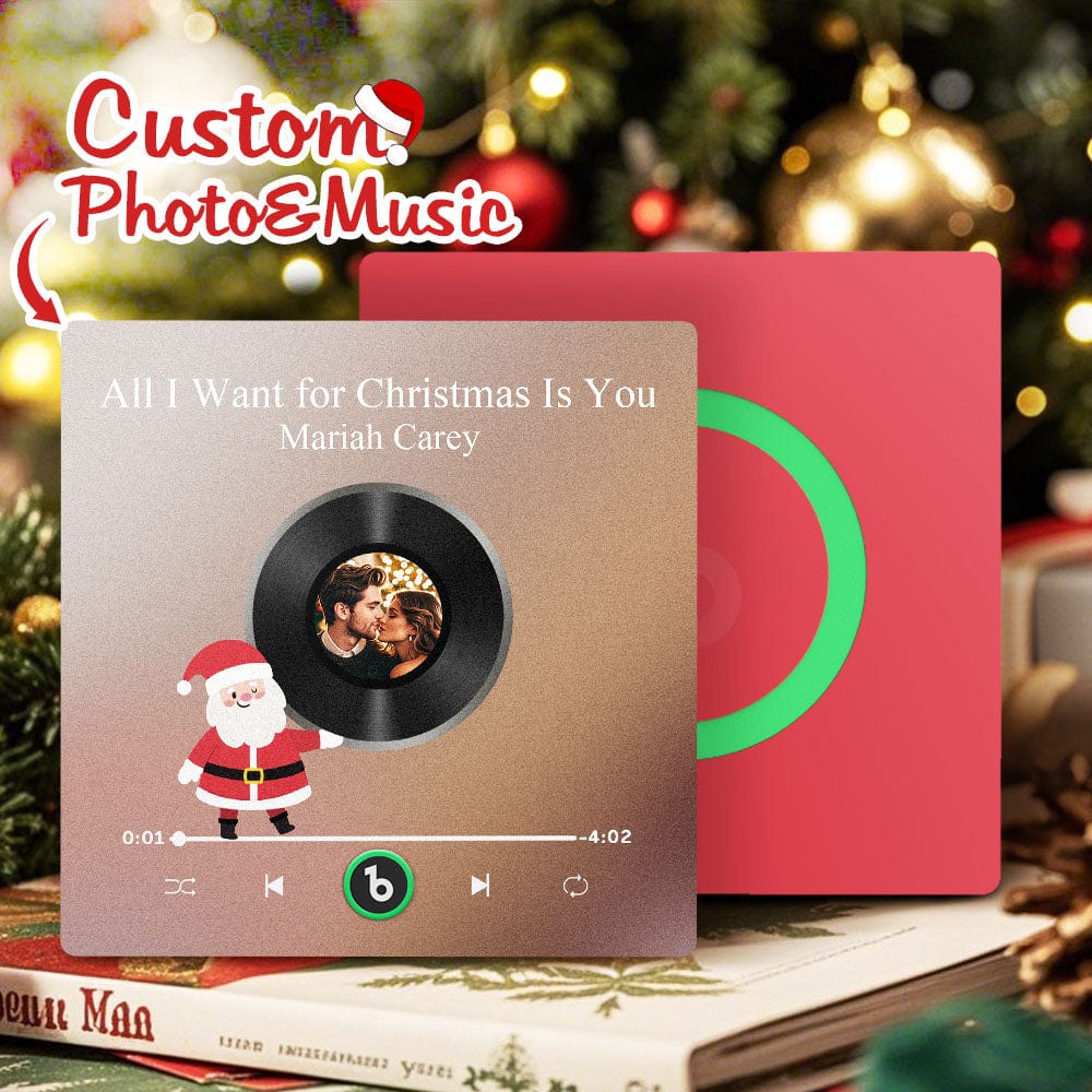 Custom Music Fridge Magnet Personalized Photo Colorful Santa Claus Fridge Magnet Music That Can Be Played Christmas Gift - Giftlab