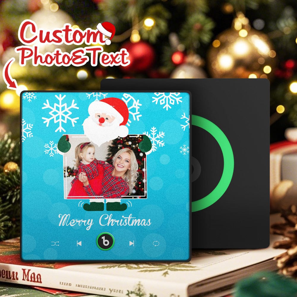 Custom Music And Photo Fridge Magnet Santa and Snowflakes Fridge Magnet for Christmas