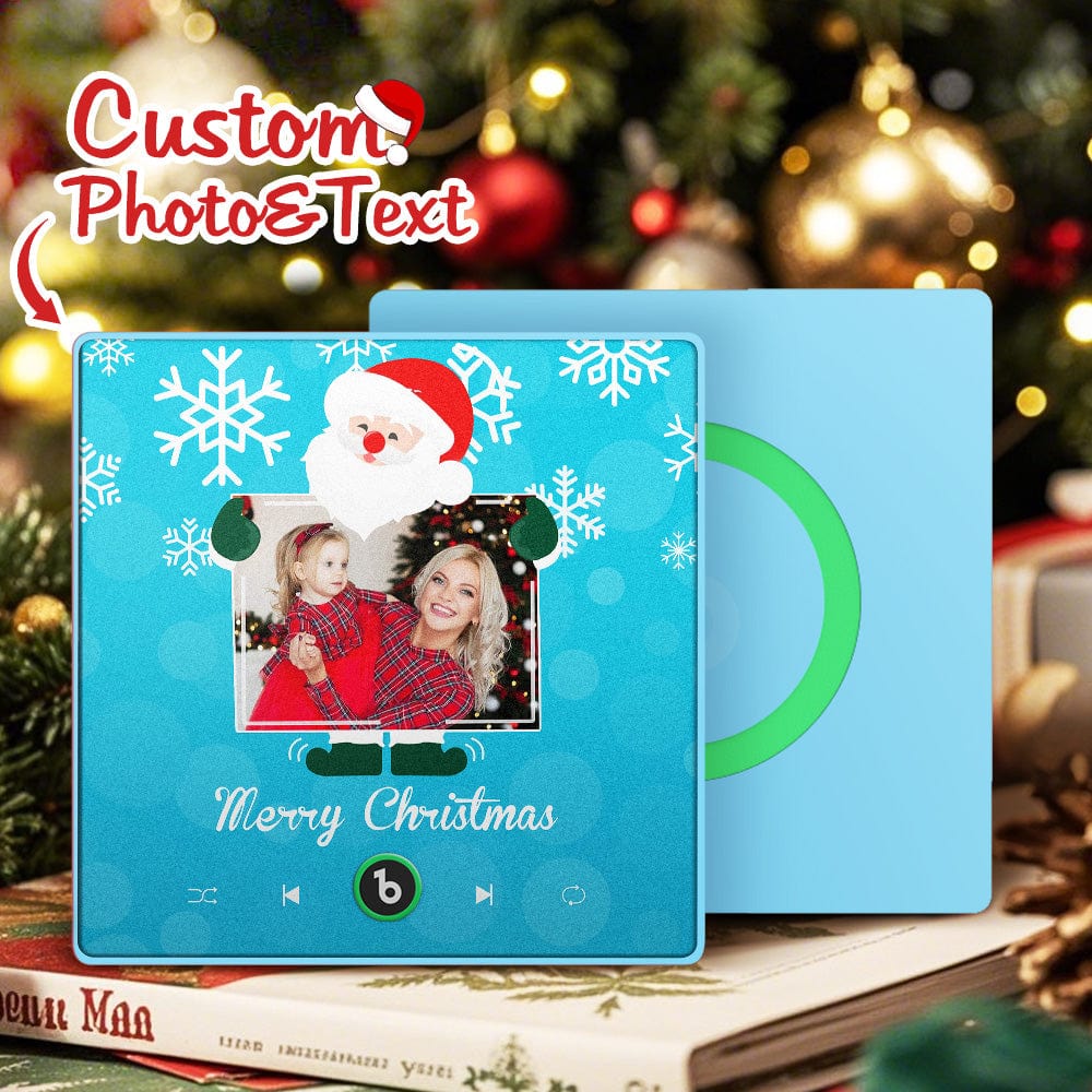 Custom Music And Photo Fridge Magnet Santa and Snowflakes Fridge Magnet for Christmas