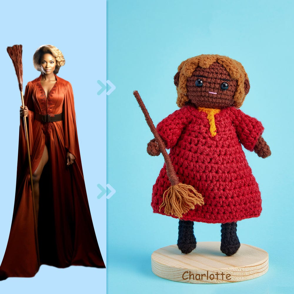 Full Body Customizable 1 Person Custom Crochet Doll Personalized Gifts Handwoven Mini Dolls - Witch - Giftlab