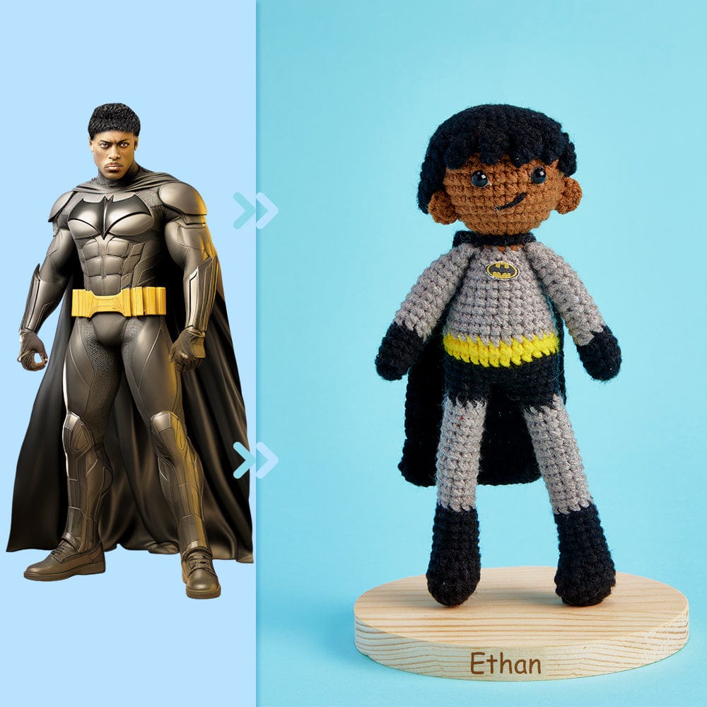 Full Body Customizable 1 Person Custom Crochet Doll Personalized Handwoven Mini Dolls Gifts - Batman - Giftlab