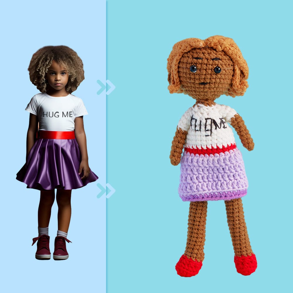 Full Body Customizable 1 Person Custom Crochet Doll Personalized Gifts Handwoven Mini Dolls - Hug Me Girl - Giftlab