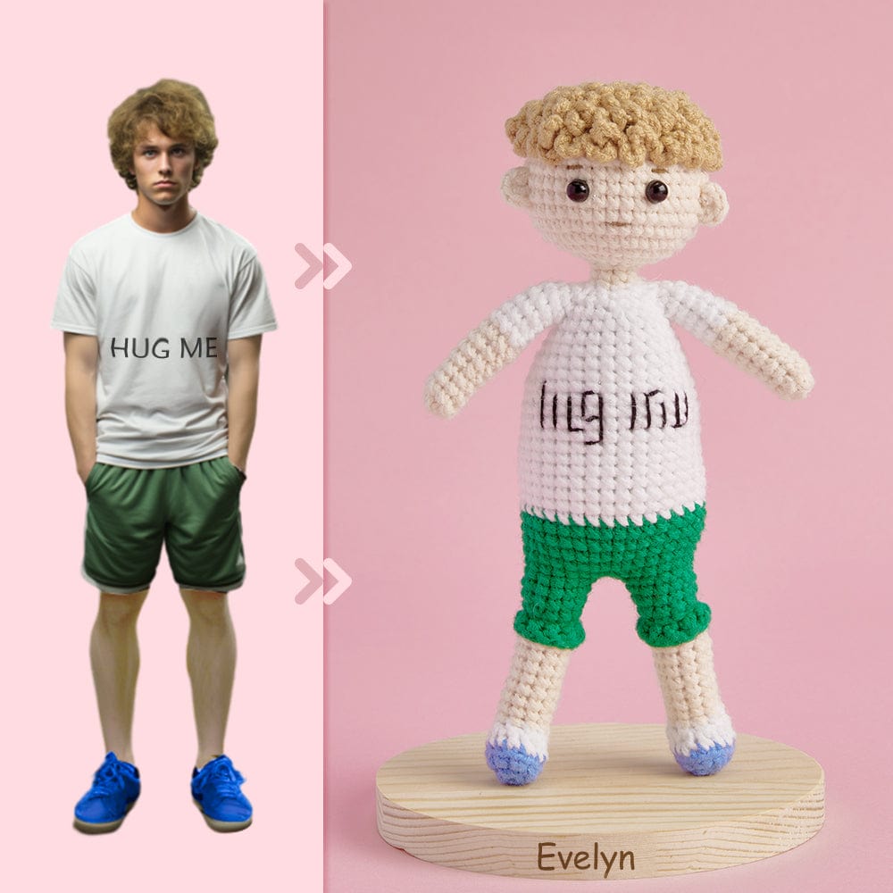 Full Body Customizable 1 Person Custom Crochet Doll Personalized Gifts Handwoven Mini Dolls - Hug Me Boy - Giftlab